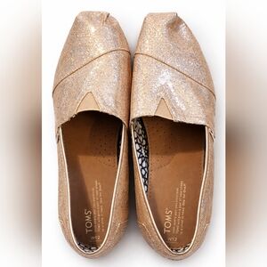 TOMS Rose Gold Glitter Flats W12 Women’s 12 Classic Alpargata Slip On
